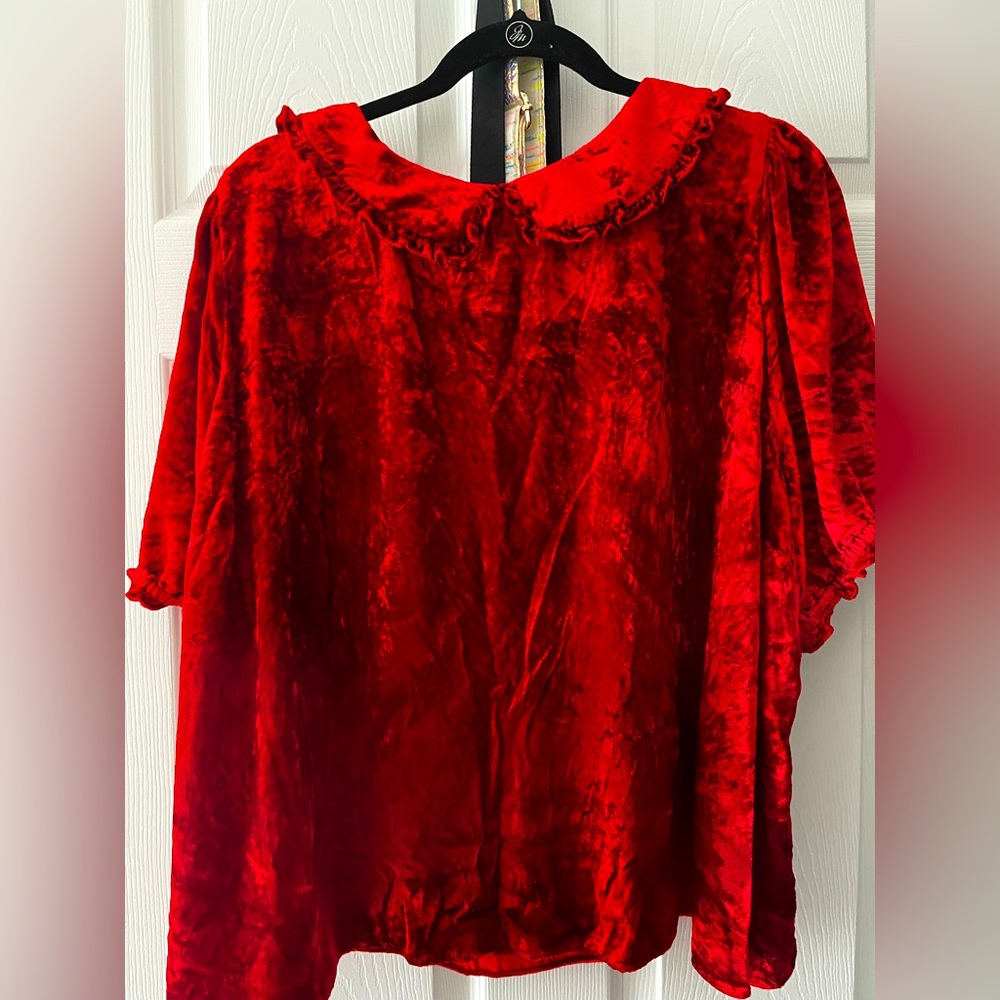 ModCloth 3X crushed velvet ruffle top